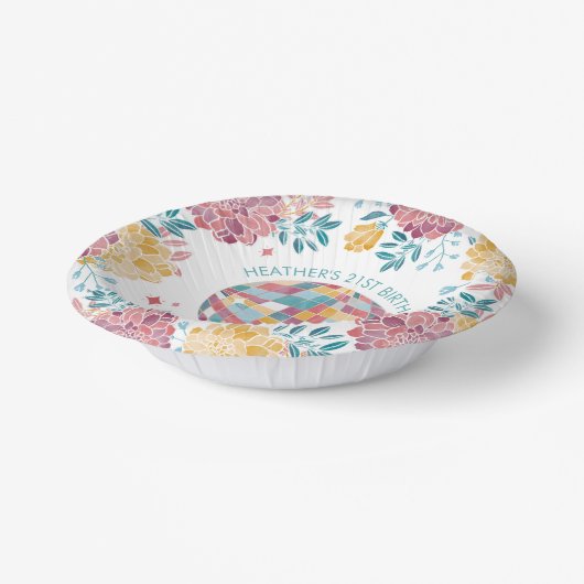 Disco Tuin Feest Retro Bloemen Verjaardag Papieren Kommen (Gebogen)