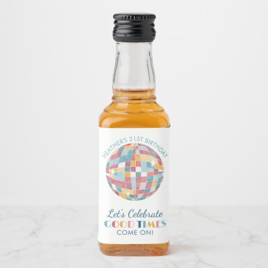 Disco Tuin Party Aangepaste Verjaardag Likeurfles Etiket (Voorkant)