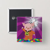 disco varken op dansvloer vierkante button 5,1 cm (Voorkant /achterkant)