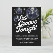 Disco verjaardagsfeest uitnodiging, 70s Groovy Kaart (Staand voorkant)