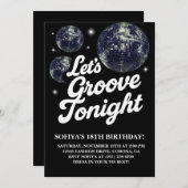 Disco verjaardagsfeest uitnodiging, 70s Groovy Kaart (Voorkant / Achterkant)