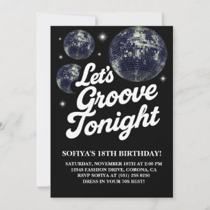 Disco Verjaardagsfeest Uitnodiging, 70s Groovy Kaart