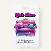 Disco Verjaardagsfeest VIP Pas – Laten we Disco Fe Badge (Voorkant)