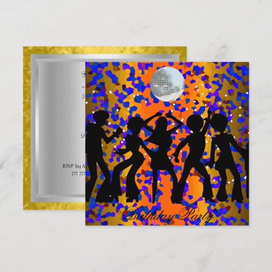 Disco-verjaardagsfeestuitnodiging Kaart (Voorkant / Achterkant)