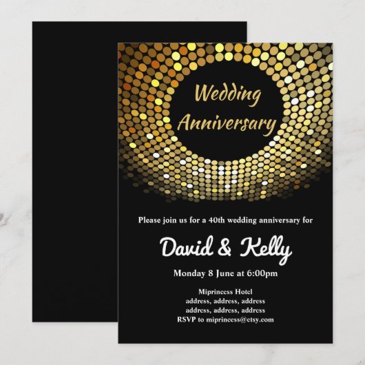 disco, vintage, danse mariage, invitation annivers (Devant / Derrière)
