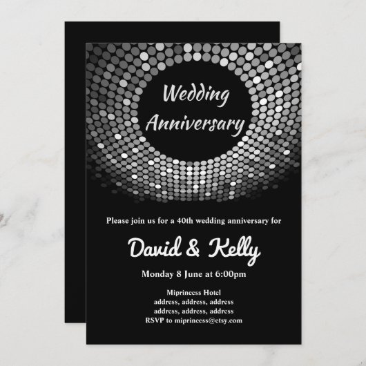 disco, vintage, mariage dansant, invitation annive (Devant / Derrière)