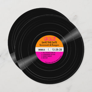 Disco Vinyl Record Roze Sinaasappel Strepen Bruilo Save The Date