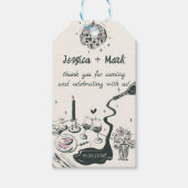 Disco Whimsical Hand getrokken bruiloft dank u Cadeaulabel (Voorkant)