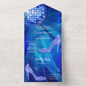 Discobal en hakken Blue Quinceañera All In One Uitnodiging (Binnen)