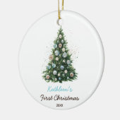 Discobal Kerstboom Baby's eerste kerst Keramisch Ornament (Links)