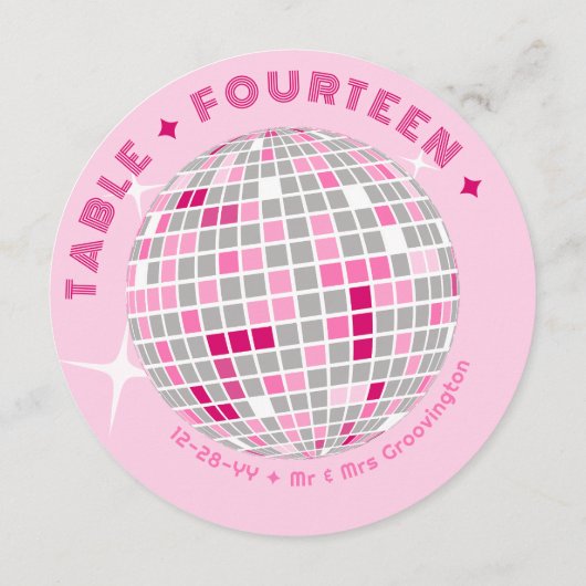 Discobal Roze Ronde Trouwtafel Nummer Kaart (Achterkant)