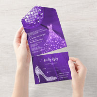 Discobal, Stiletto, baljurk Paarse Quinceañera
