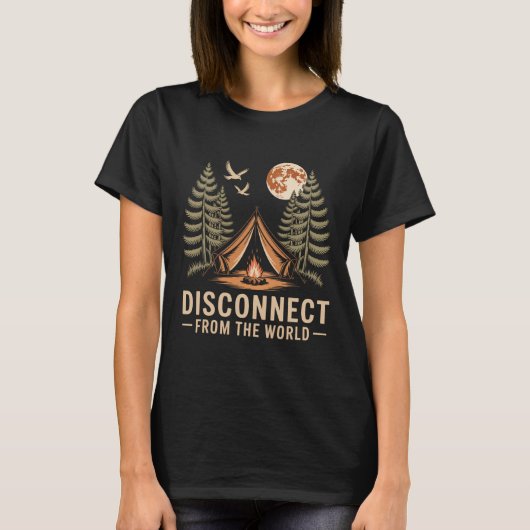 Disconnect From The World Camping Adventure  T-shirt (Voorkant)