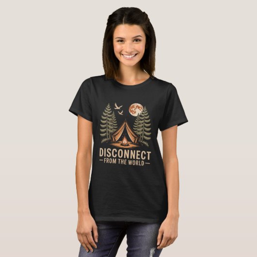 Disconnect From The World Camping Adventure  T-shirt (Voorkant volledig)