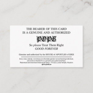 Discordian Pope-kaarten Visitekaartje