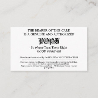 Discordian Pope-kaarten Visitekaartje