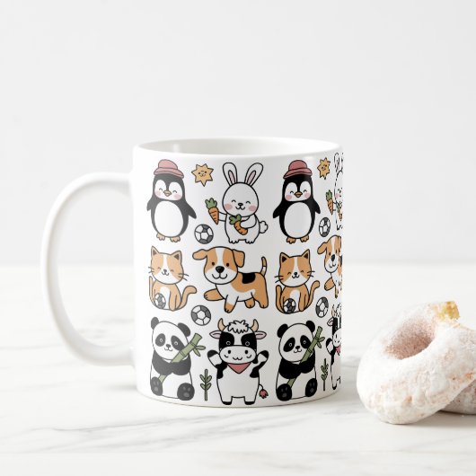 **Discover Our Coffee Mug with Smiling Animals!** (Avec donut)