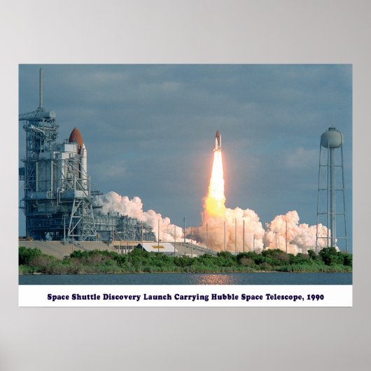 Discovery Carrying Hubble Telescope 1990 Poster (Voorkant)