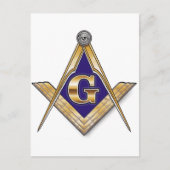 Discreet blauw vierkant & kompassen briefkaart (Voorkant)