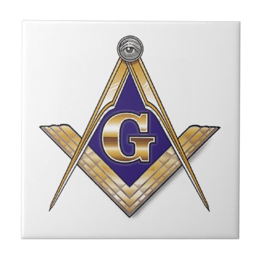 Discreet blauw vierkant & kompassen tegeltje (Voorkant)