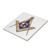 Discreet blauw vierkant & kompassen tegeltje (Zijkant)