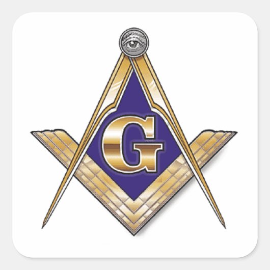 Discreet blauw vierkant & kompassen vierkante sticker (Voorkant)