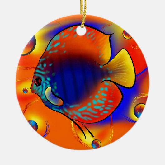 Discuremia V1 - abstracte digitale illustraties Keramisch Ornament (Voorkant)