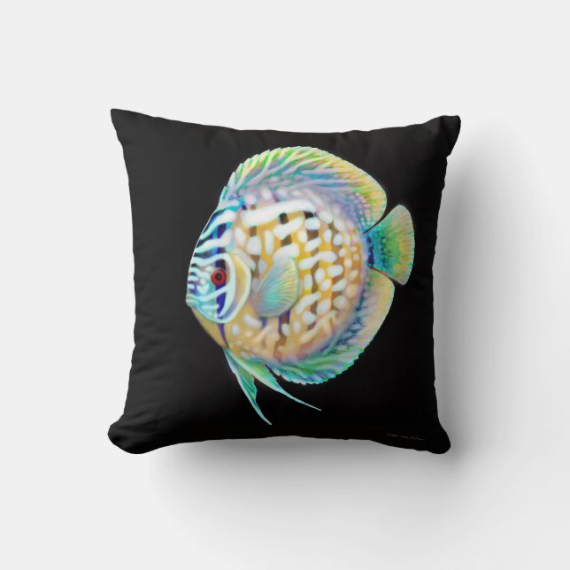 Discus Cichlid Aquarium Fish Pillow Kussen (Voorkant)