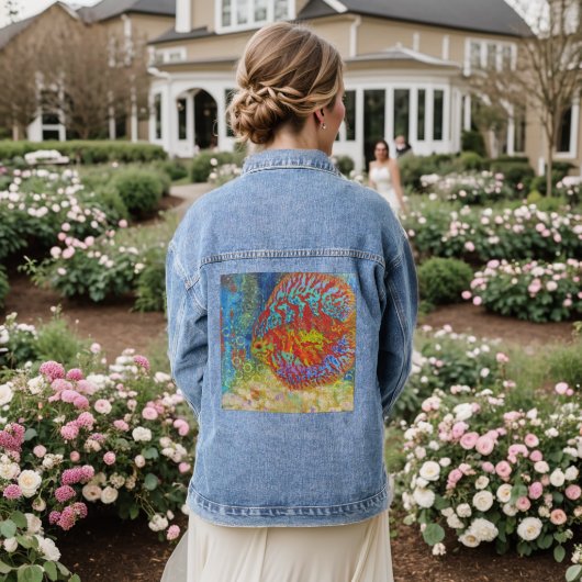 Discus Fish Denim Jeans Jas Jacket (Huwelijk Achterkant)