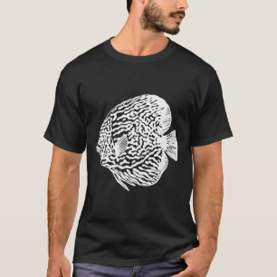 Discus Vis Dierlijke Inkt Kunst Vis Tekening Op Zw T-shirt