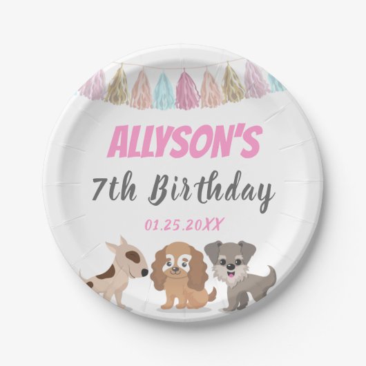 Discussie over kind verjaardagsfeest met puppy car papieren bordje (Voorkant)