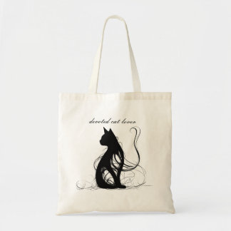 diseño con gato negro abstracto tote bag