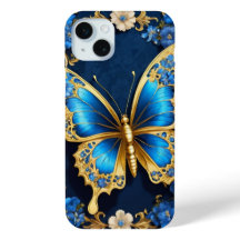 Diseño Elegante de Mariposa Dorada y Azul