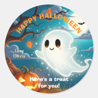 Diseño personalizable de fantasmas en Halloween Ronde Sticker