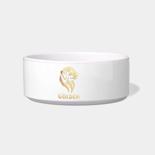 Diseño Premium de Golden Retriever en Dorado Voerbakje (Voorkant)
