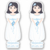 Diseño Romántico Comunión Niña con Orla Floral Sticker (Voorkant)