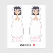 Diseño Romántico Comunión Niña con Orla Rosa Sticker (Vel)