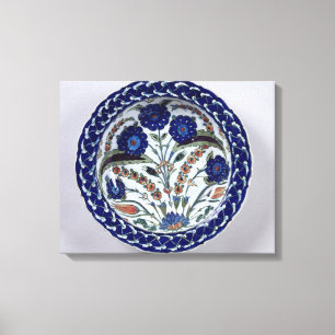 Dish met een florale decoratie, Iznik Canvas Afdruk