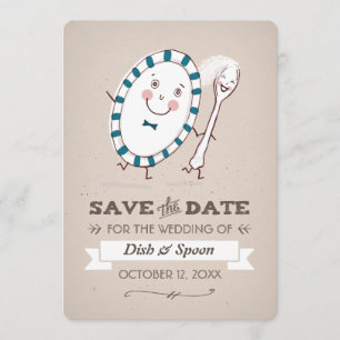 Dish Runs Away with Spoon Wedding Bewaar de datum Save The Date