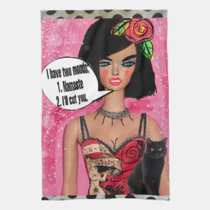 Dish towel Ik heb twee manieren: Namaste of ik sni Theedoek