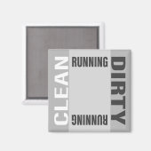 Dishwasher Clean Dirty Running Grey Kitchen Magneet (Voorkant / Achterkant)
