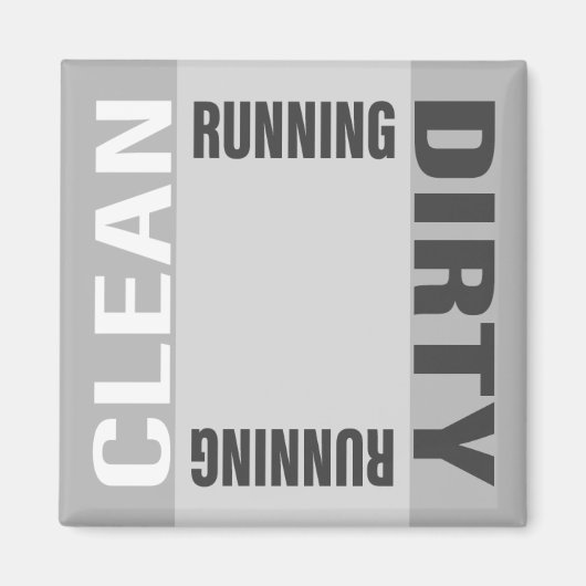 Dishwasher Clean Dirty Running Grey Kitchen Magneet (Voorkant)