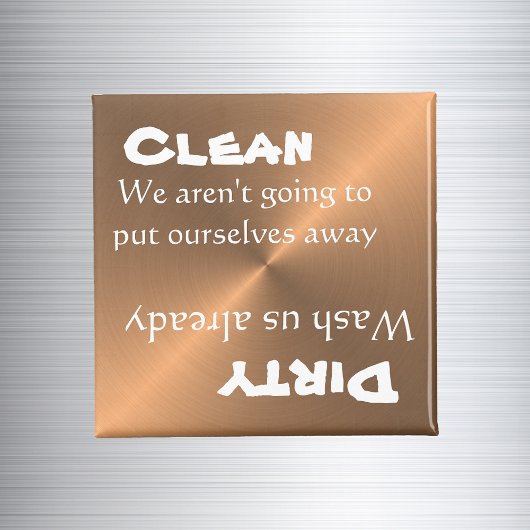 Dishwasmachine Clean Dirty Magnet Funny Copper Met Magneet