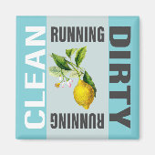 Dishwasmachine Clean Dirty Running Lemon Kitchen Magneet (Voorkant)