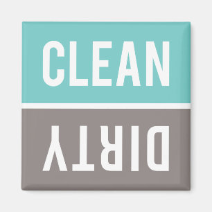 Dishwasmachine Magnet CLEAN  DIRTY - Turquoise & G Magneet