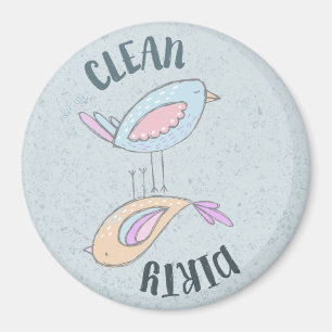 Dishwasmachine Magnet Dirty Clean Cute Birds Magneet