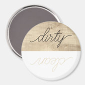 Dishwasmachine Magnet Dirty Clean Modern Wood Magneet (Voorkant / Achterkant)