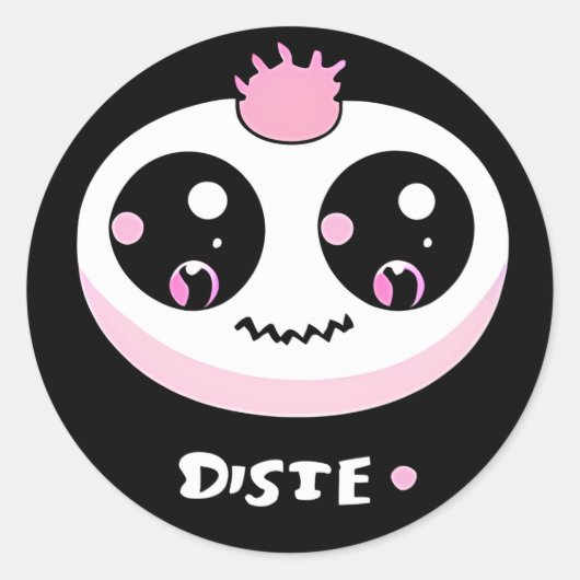 Disie Cute Monster Ronde Sticker (Voorkant)