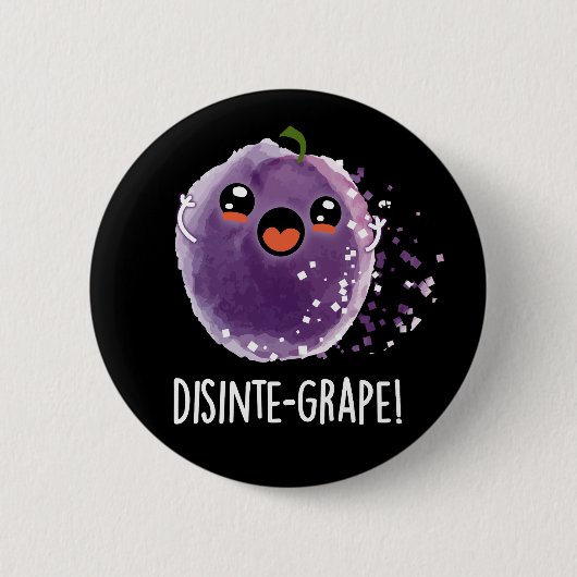 Disinte druif Funny Grape Pun Dark BG Ronde Button 5,7 Cm (Voorkant)