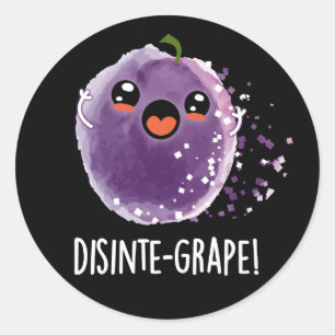 Disinte druif Funny Grape Pun Dark BG Ronde Sticker